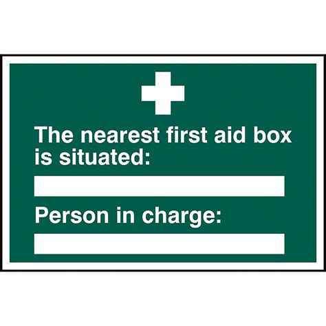 Self Adhesive Pvc Nearest First Aid Box Is Sign 300mm X 200mm