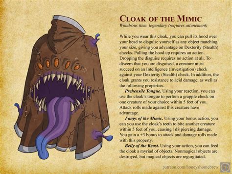 Cloak Of The Mimic By Honeyshomebrew On Deviantart Dungeons And