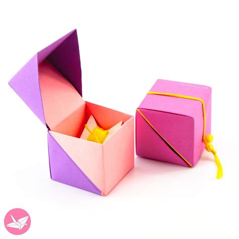 Hinged Origami Box Cube Version Tutorial Paper Kawaii