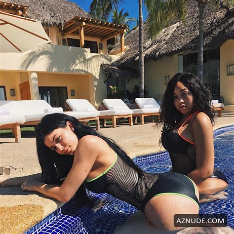Kylie Jenner Sexy Shows Her Big Butt In The Pool With Jordyn Woods Aznude