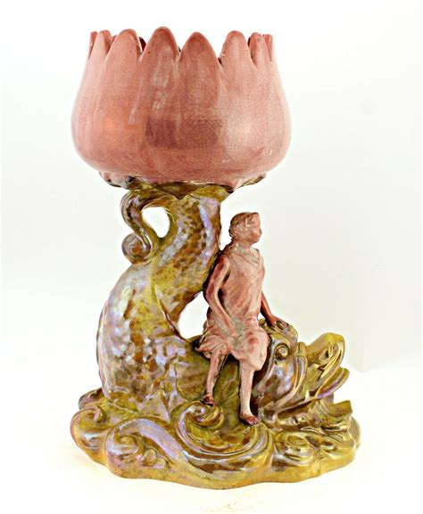 Very Early Zsolnay Iridescent Eosin Figural Tulip Vase Signed Ebay