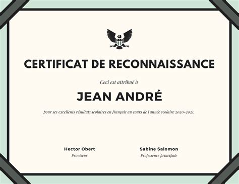 Certificat de reconnaissance diplôme modèles gratuits Canva