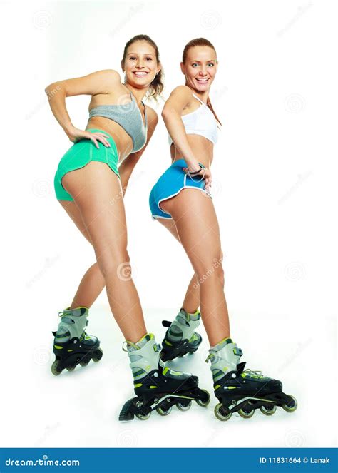 Mädchen Mit Rollerskates Stockfoto Bild Von Modeerscheinungen 11831664