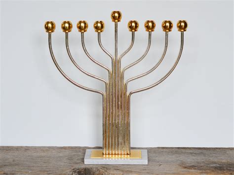 Vintage Menorah Silver And 24k Gold Plated Meir Cohen Inc Etsy