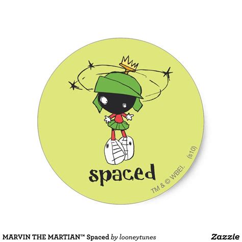 Marvin The Martian™ Spaced Classic Round Sticker Zazzle Marvin The