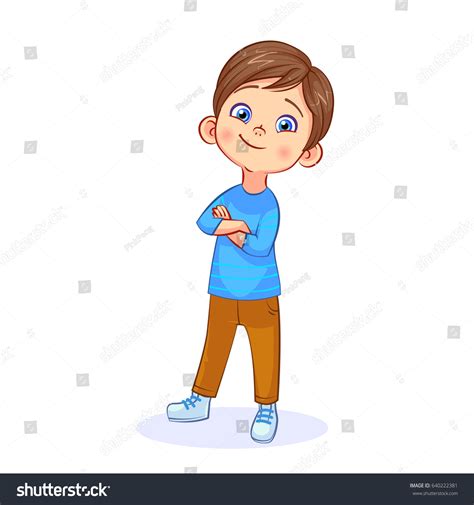 Cartoon Cute Boy Stands Confident Pose Stock Vector 640222381