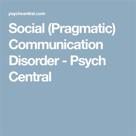 Social Pragmatic Communication Disorder Pragmatics Disorders