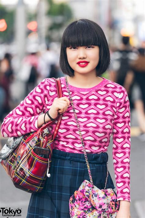 Harajuku Girl In Colorful Mixed Prints Fashion W Kinji And Pin Nap Vintage