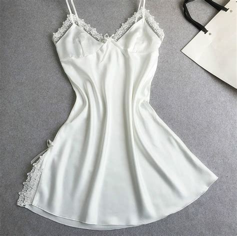 Female Lace Sexy Silk Spaghetti Strap Nightdress In 2022 Night Dress