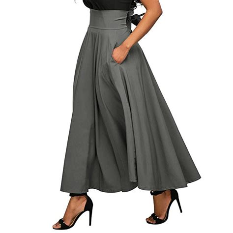 Feitong Spring Skirt Of Women High Waist Pleated A Line Long Front Slit