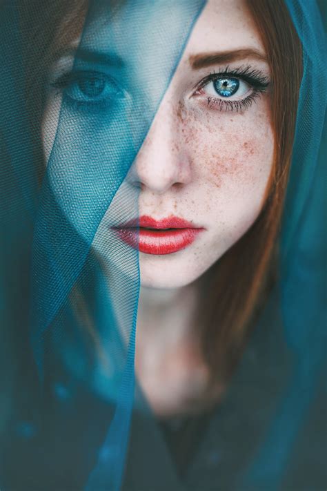 Women Blue Eyes Redhead Face Freckles Looking At Viewer Model
