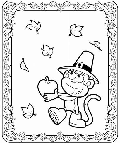 Thanksgiving Coloring Pages Frame Colouring Dora Autumn