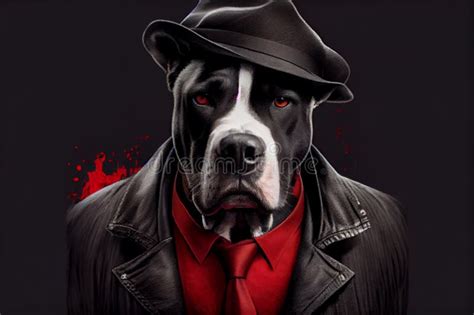 Portrait Of A Gangster Dog In Stylish Clothes Ai Generated Stock