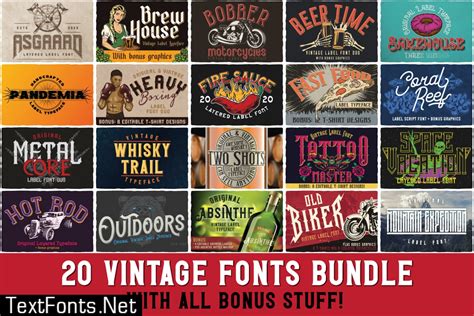 20 Vintage Fonts Bundle