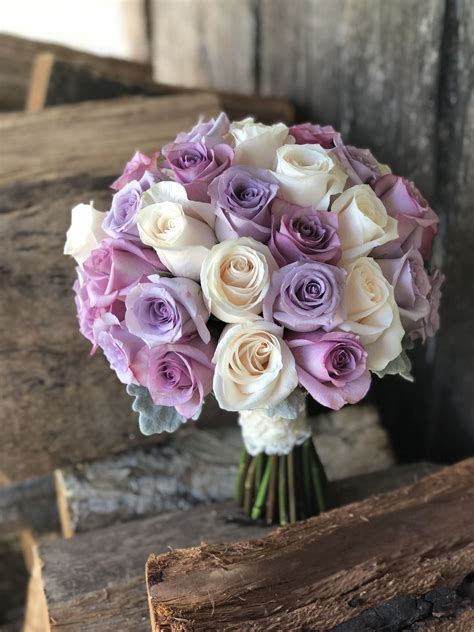 Bridal Bouquet Of Ivory Mauve And Lilac Roses Created By Lovely
