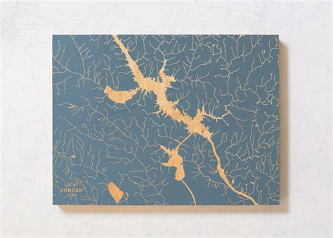 Jordan Lake Alabama Engraved Map Art Cabin Print Lake Etsy