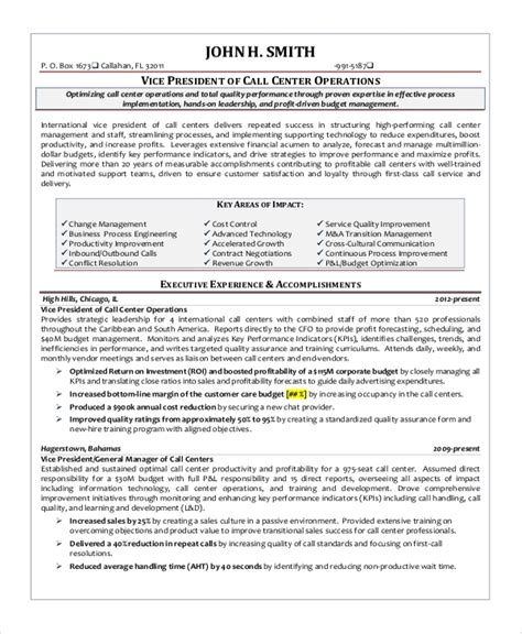 sample call center resume  examples  word