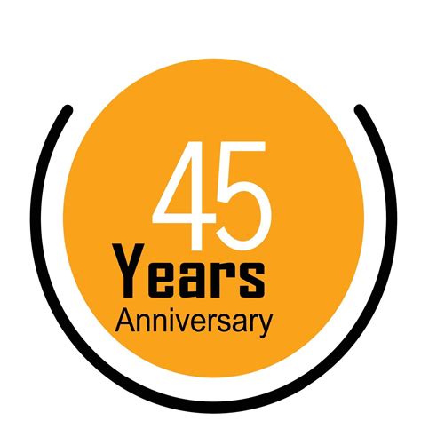 45 Years Anniversary Celebration Yellow Color Vector Template Design