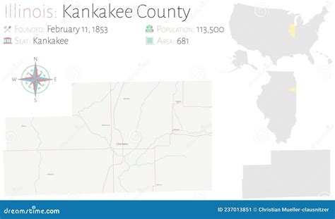 Map Of Kankakee County In Illinois Stock Illustration Illustration Of