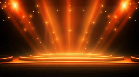Premium Ai Image Bright Stage Lights Flashing In Orange Color Place