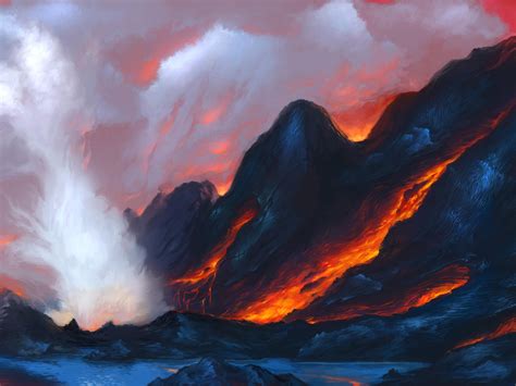 Wallpaper Volcano Lava Art Hd Widescreen High Definition Fullscreen