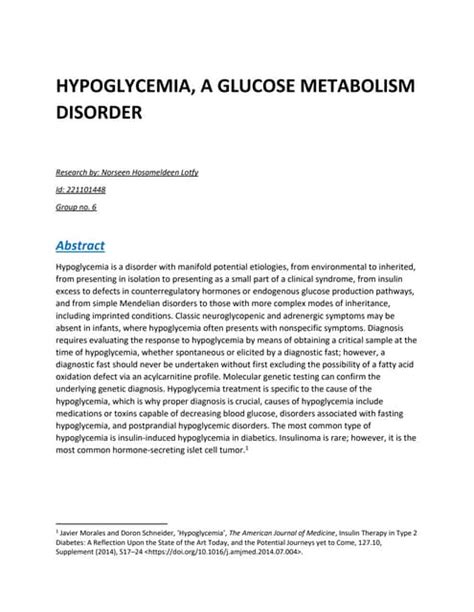 Hypoglycemia Causes And Treatment Pdf