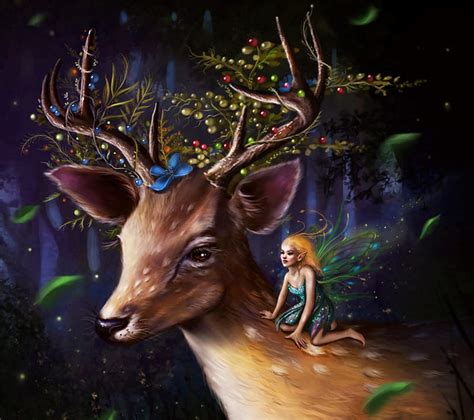 1920x1080px 1080p Free Download Fairy And The Deer Antlers Fantasy