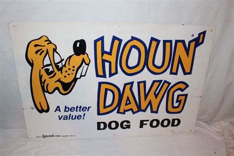 Vintage 1960s Houn Dawg Dog Food Farm Feed Pet 36 Metal Sign