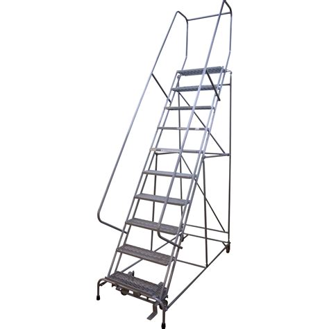 Cotterman Rolling Steel Ladder — 450 Lb Capacity 10 Step Ladder 24l