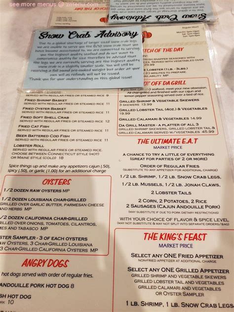 Menu At The Angry Crab Restaurant Chicago N Milwaukee Ave