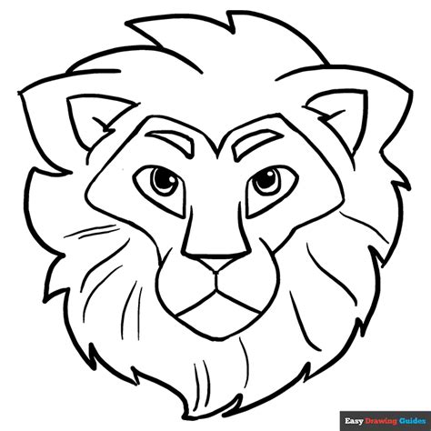 Lion Head Coloring Page Easy Drawing Guides