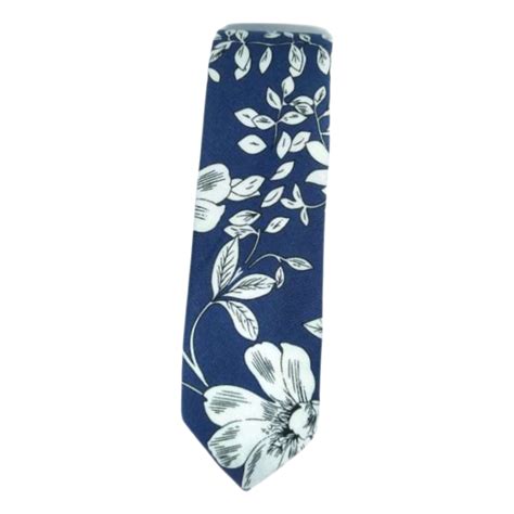 navy and white floral tie set knotted ties