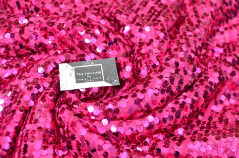 Fushia Sequin Fabric Hot Pink Shiny Fabric Glitter Fabric Etsy Canada