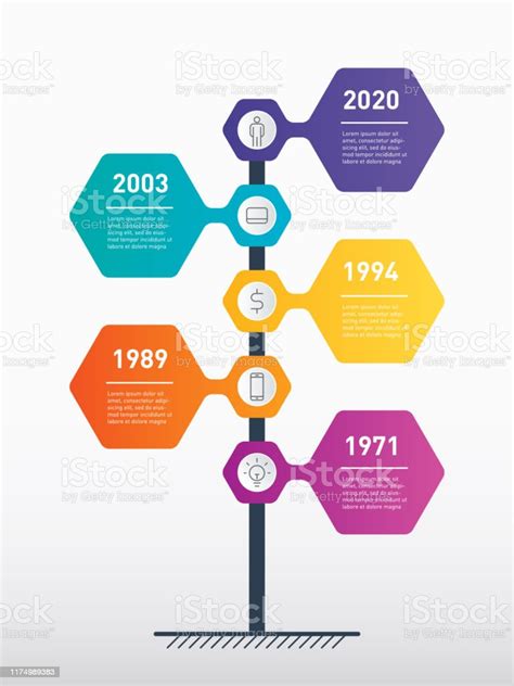 Vertical Timeline Infographics The Development And Growth Of The