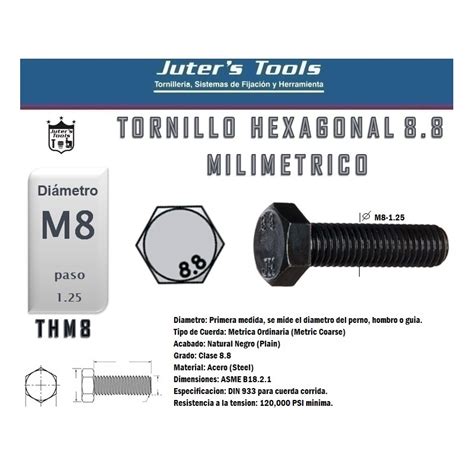 Tornillo Hexagonal Milimetrico M8 125