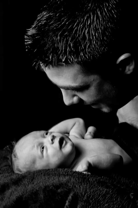 Hd Wallpaper Grayscale Photo Of Man Facing Baby Photo Newborn
