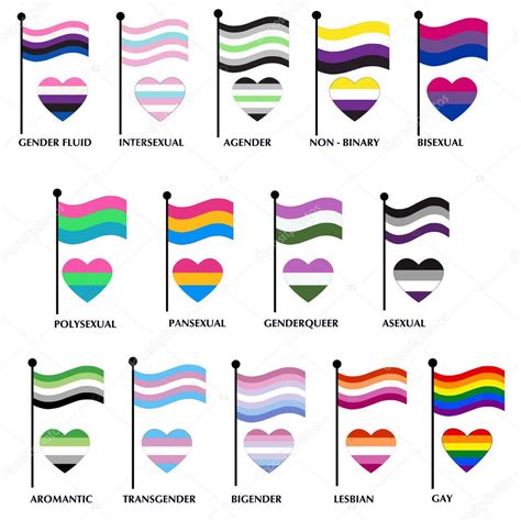 Conjunto Vectorial De Diferentes Banderas Del Orgullo De La Comunidad Lgbt Lesbianas Gays