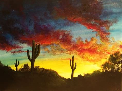 Desert Sunset Painting Art Desert Sunset