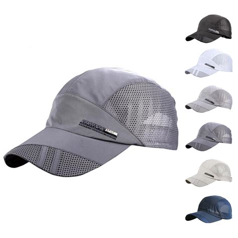 Breathable Mesh Sun Hats Cap Quick Drying Hats For Men Blue Gray In Sun