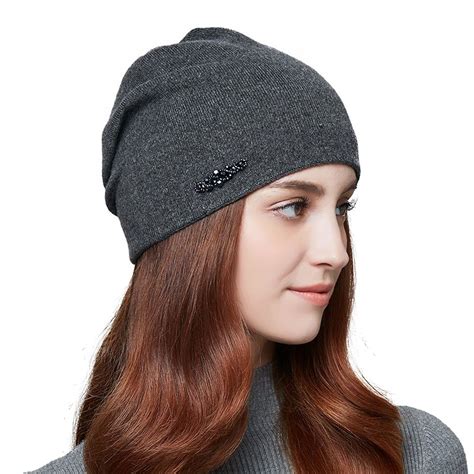 Womens Slouchy Beanie Hat Super Fine Lady S Winter Warm Wool Hat Dark
