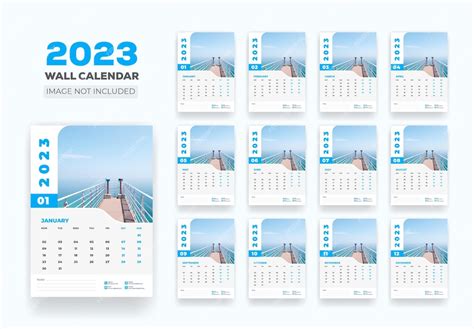 Calendario De Pared Horario 2023 O Feliz Año Nuevo Diseño De Plantilla