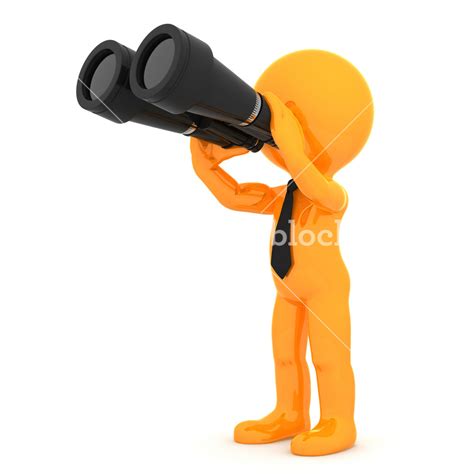 Cute Orange Character With Binoculars Royalty Free Stock Image