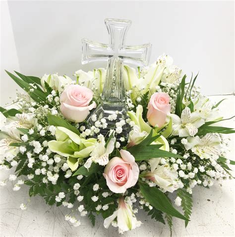 Eternal Glass Cross Bouquet With Pink 100 14999 Funeral Funeral