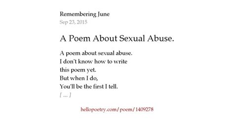 A Poem About Sexual Abuse By Remembering June Hello Poetry