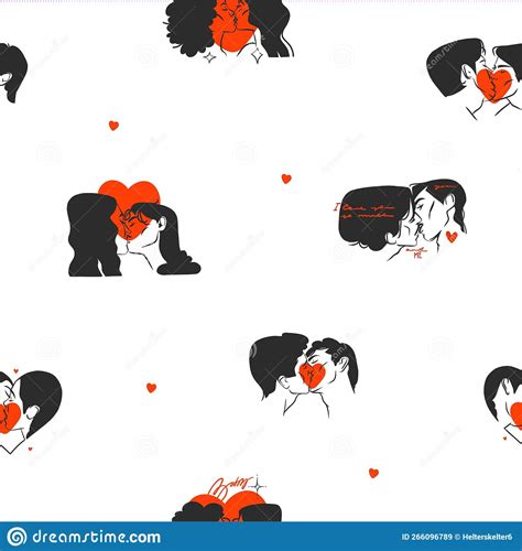 Hand Drawn Vector Abstract Graphic Illustration Valentines Day Drawing Kissing Lgbt Couple