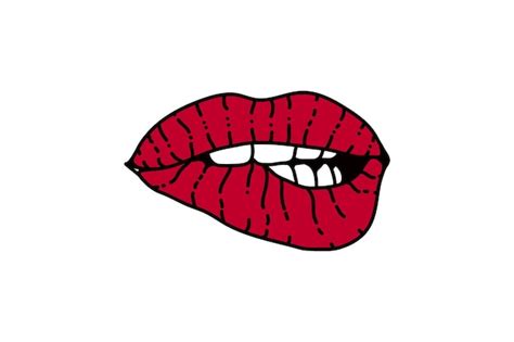Premium Vector Red Female Lips Biting Design Vector Illustration