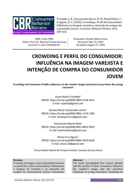 pdf crowding e perfil do consumidor influência na imagem varejista e intenção de compra do