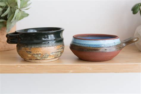 2 Vintage Soup Bowls Handmade Studio Pottery Ceramic Dinnerware