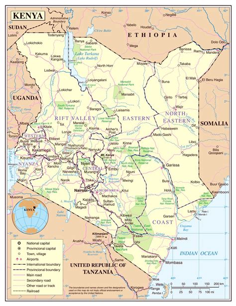 Large Detailed Political And Administrative Map Of Kenya With Roads