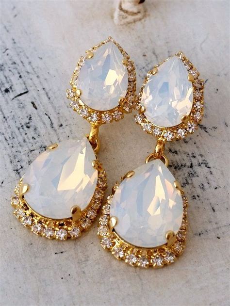White Opal Bridal Earrings White Opal Earrings White Opal Chandelier